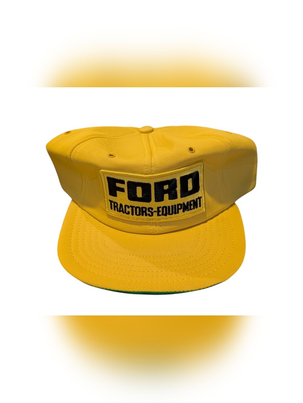 Vintage FORD Tractors - Equipment Snap Back Trucker Hat - Yellow - Nice!